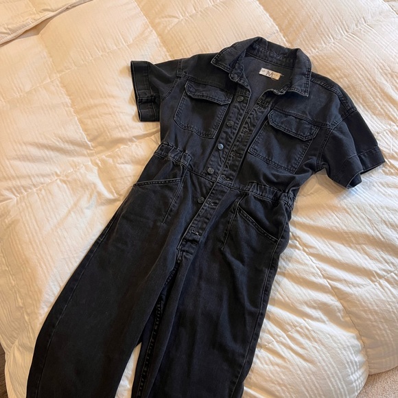 We The Free Pants - Black Denim Jumpsuit